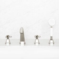 Eton Polished Nickel Deck Mounted Bath Shower Tap