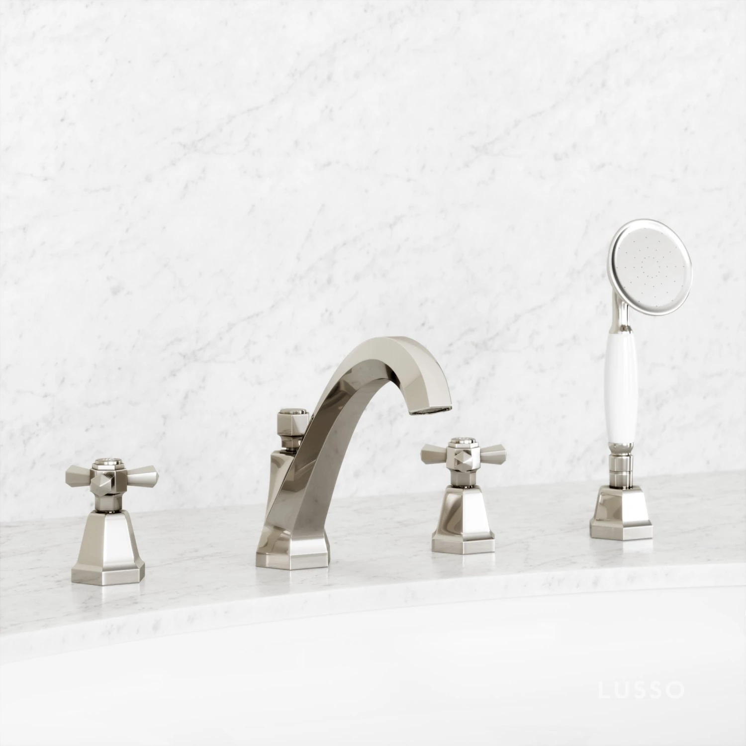 Eton Polished Nickel Deck Mounted Bath Shower Tap 2 Eton Polished Nickel Deck Mounted Bath Shower Tap - Image 2