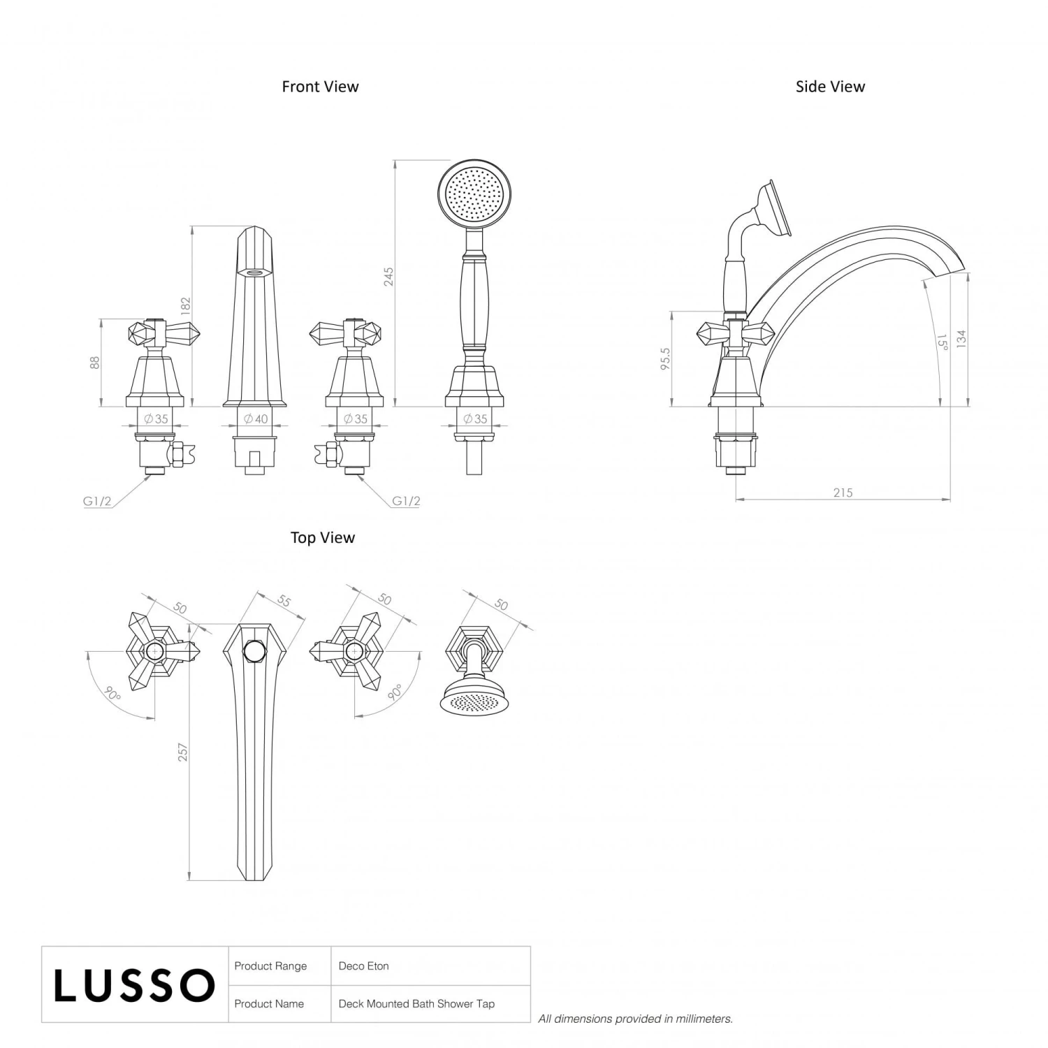 Eton Polished Nickel Deck Mounted Bath Shower Tap 3 Eton Polished Nickel Deck Mounted Bath Shower Tap - Image 3