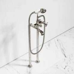 Eton Polished Nickel Freestanding Bath Shower Tap -Home Bathroom Shop eton polished nickel freestanding bath shower tap p3874 21023 zoom