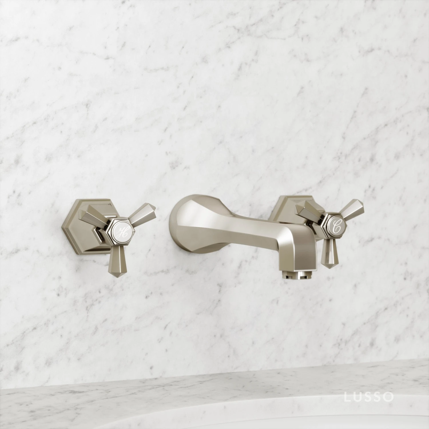 Eton Polished Nickel Wall Mounted Basin Mixer Tap 1 Eton Polished Nickel Wall Mounted Basin Mixer Tap