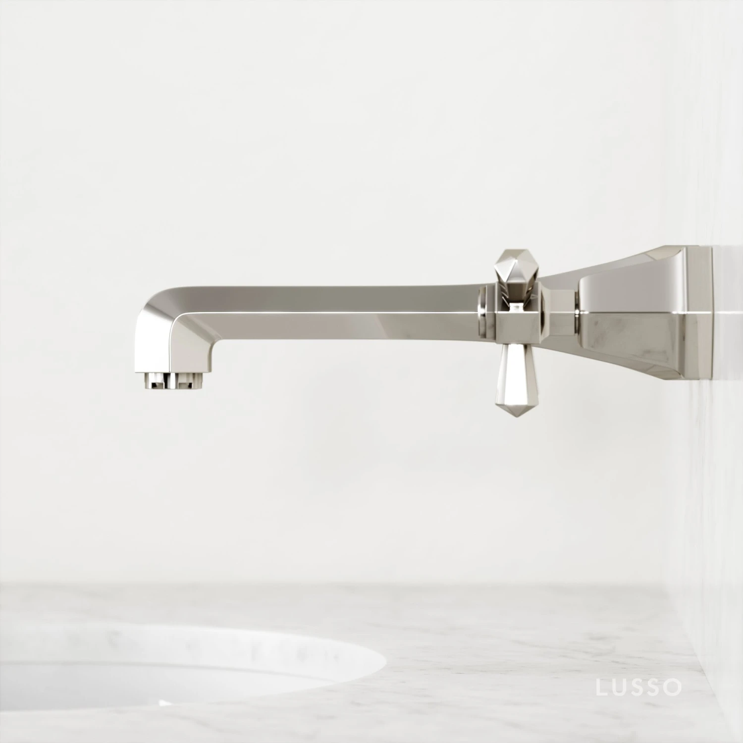 Eton Polished Nickel Wall Mounted Basin Mixer Tap 3 Eton Polished Nickel Wall Mounted Basin Mixer Tap - Image 3