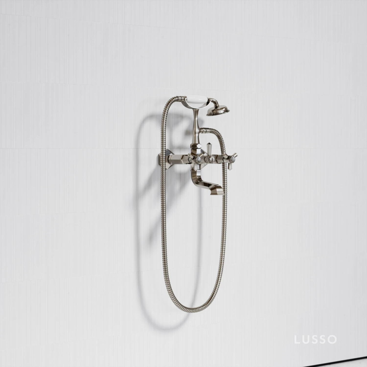 Eton Polished Nickel Wall Mounted Bath Shower Tap 1 Eton Polished Nickel Wall Mounted Bath Shower Tap