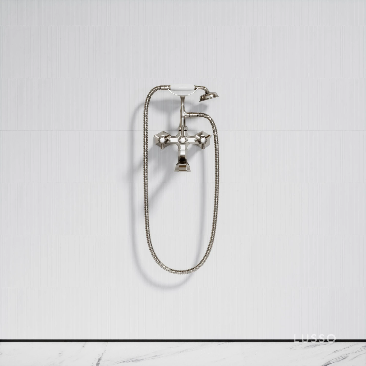 Eton Polished Nickel Wall Mounted Bath Shower Tap 2 Eton Polished Nickel Wall Mounted Bath Shower Tap - Image 2