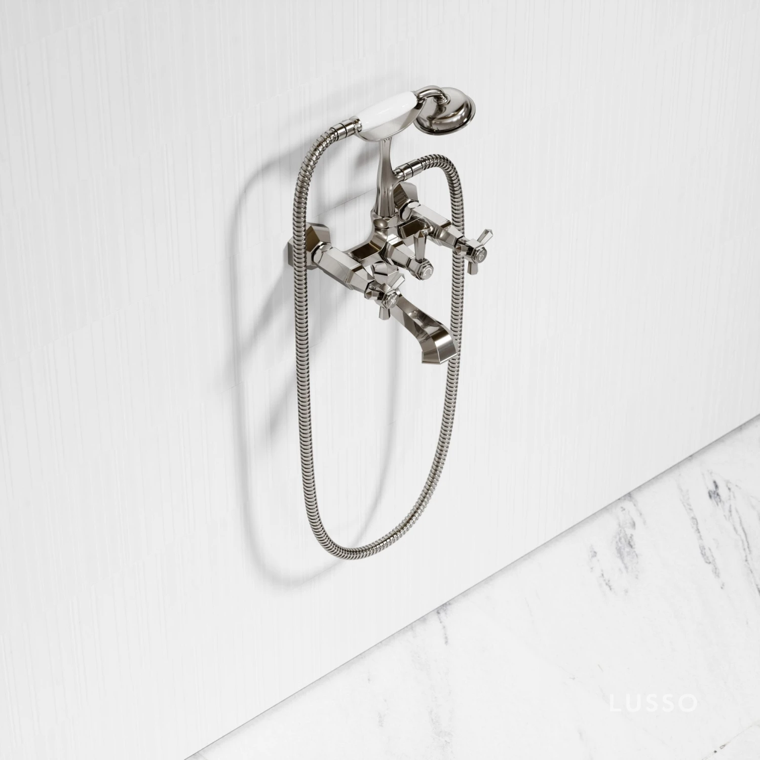 Eton Polished Nickel Wall Mounted Bath Shower Tap 3 Eton Polished Nickel Wall Mounted Bath Shower Tap - Image 3