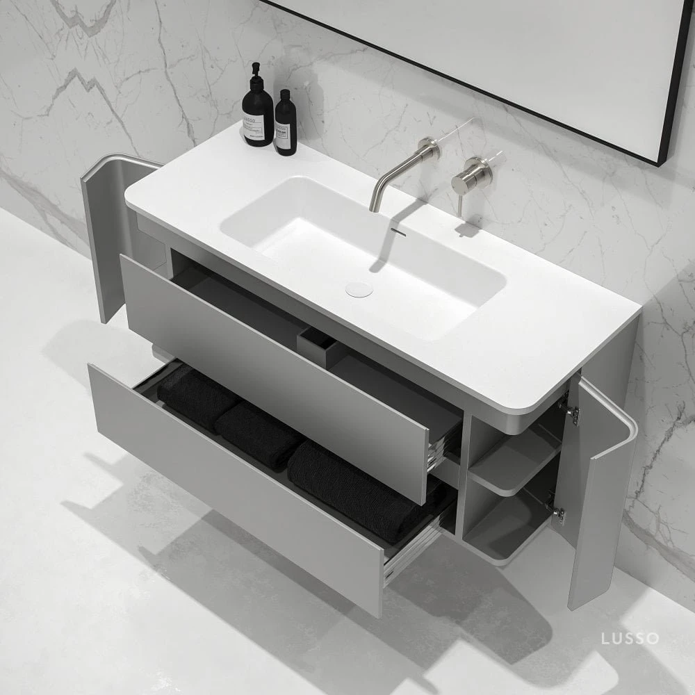 Fontane Vanity Unit With Stone Basin (Concrete Grey 1200mm) 2 Fontane Vanity Unit With Stone Basin (Concrete Grey 1200mm) - Image 2