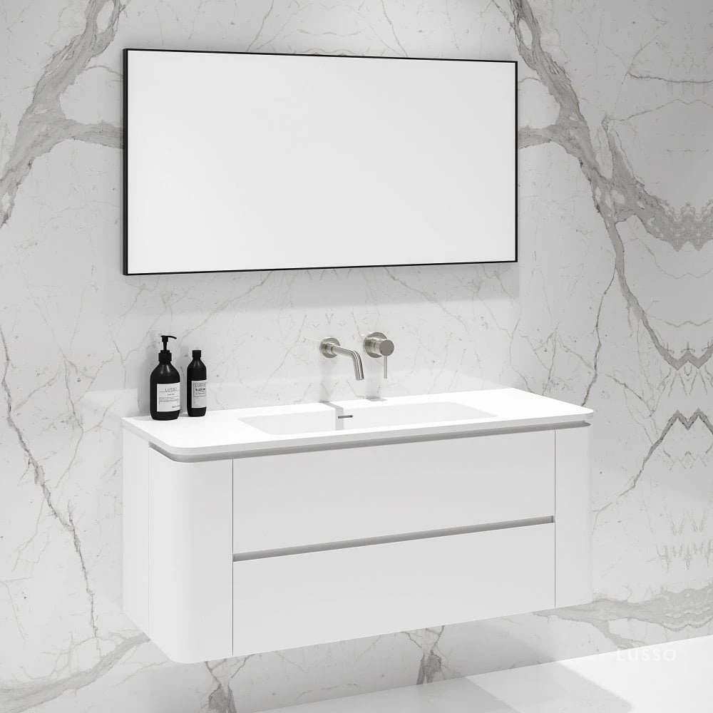 Fontane Vanity Unit With Stone Basin (Matte White 1200mm) 3 Fontane Vanity Unit With Stone Basin (Matte White 1200mm) - Image 3