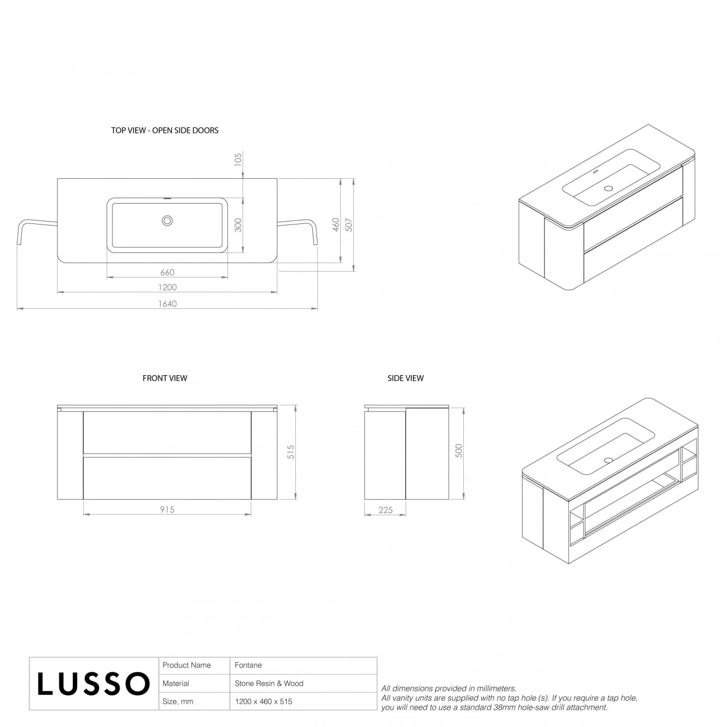 Fontane Vanity Unit With Stone Basin (Matte White 1200mm) 4 Fontane Vanity Unit With Stone Basin (Matte White 1200mm) - Image 4