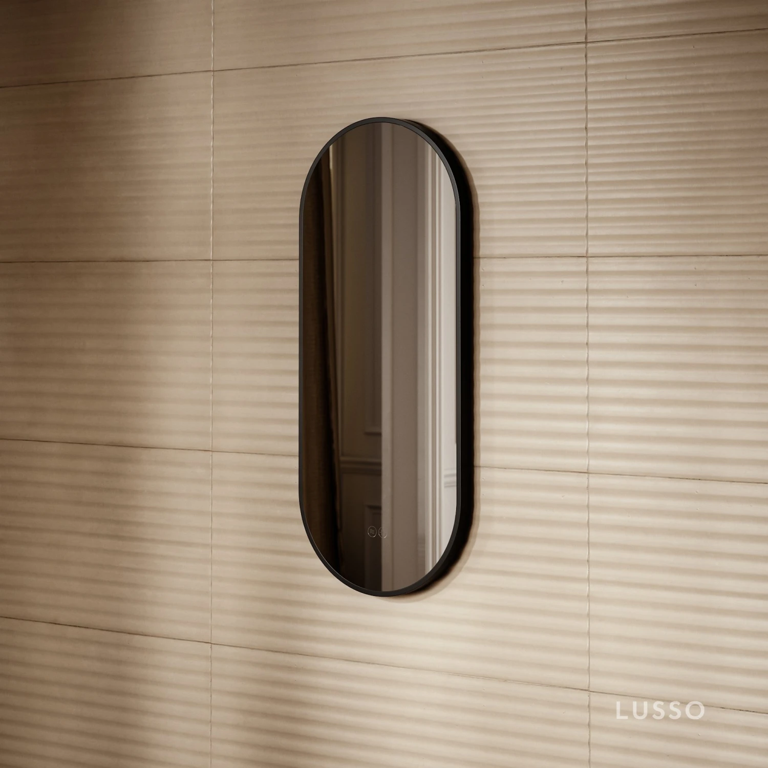 Glamora Matte Black Mirror With Natural White LED Light And Demister 380mm 2 Glamora Matte Black Mirror With Natural White LED Light And Demister 380mm - Image 2