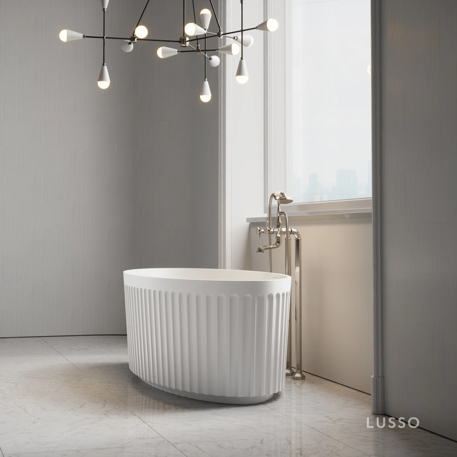 Jadore I Freestanding Fluted Stone Bath Matte Finish 1700mm 3 Jadore I Freestanding Fluted Stone Bath Matte Finish 1700mm - Image 3