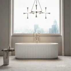 Home Bathroom Shop 9 Jadore II Freestanding Fluted Stone Bath Matte Finish 1700mm