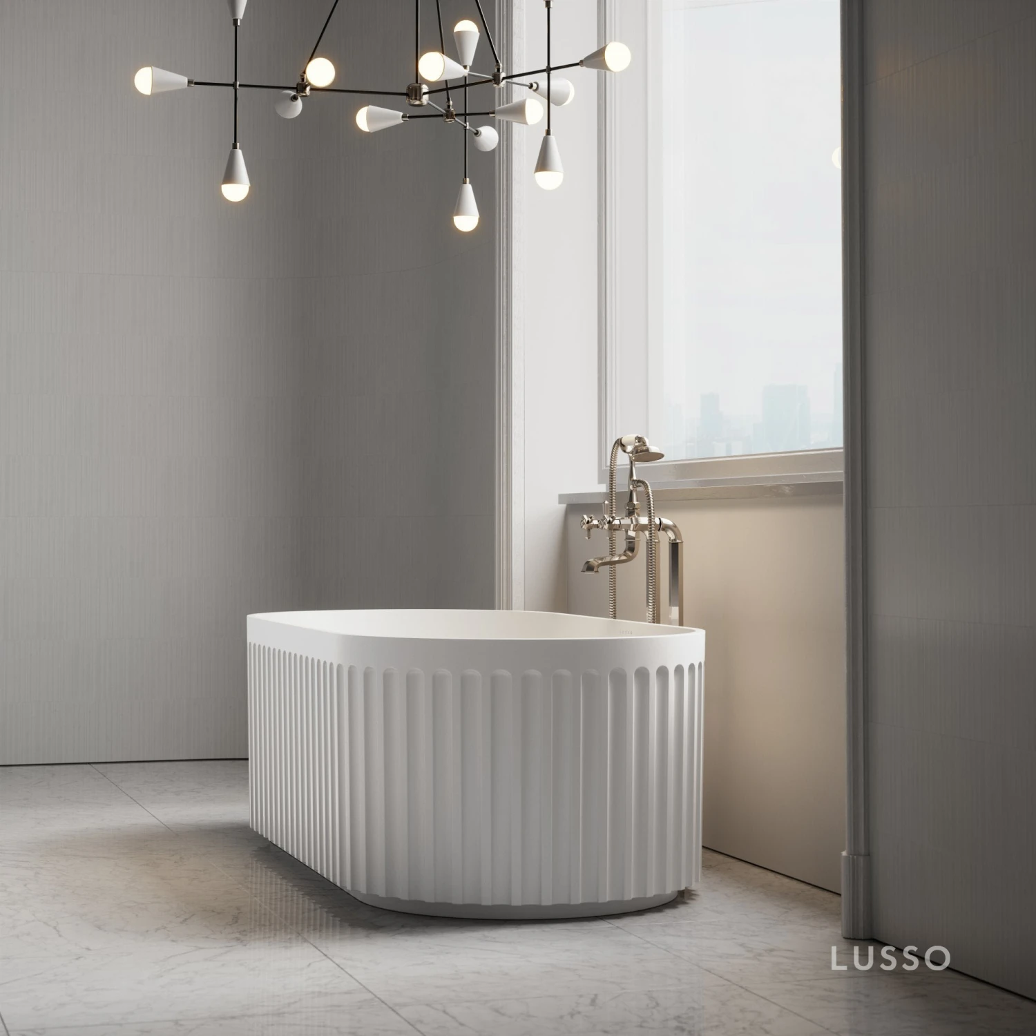 Jadore II Freestanding Fluted Stone Bath Matte Finish 1700mm 3 Jadore II Freestanding Fluted Stone Bath Matte Finish 1700mm - Image 3