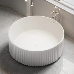 Home Bathroom Shop 17 Jadore III Freestanding Fluted Stone Bath Matte Finish 1500mm
