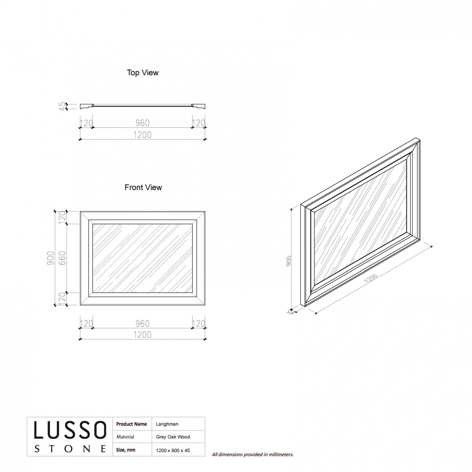 Langham Mirror 1200mm 2 Langham Mirror 1200mm - Image 2