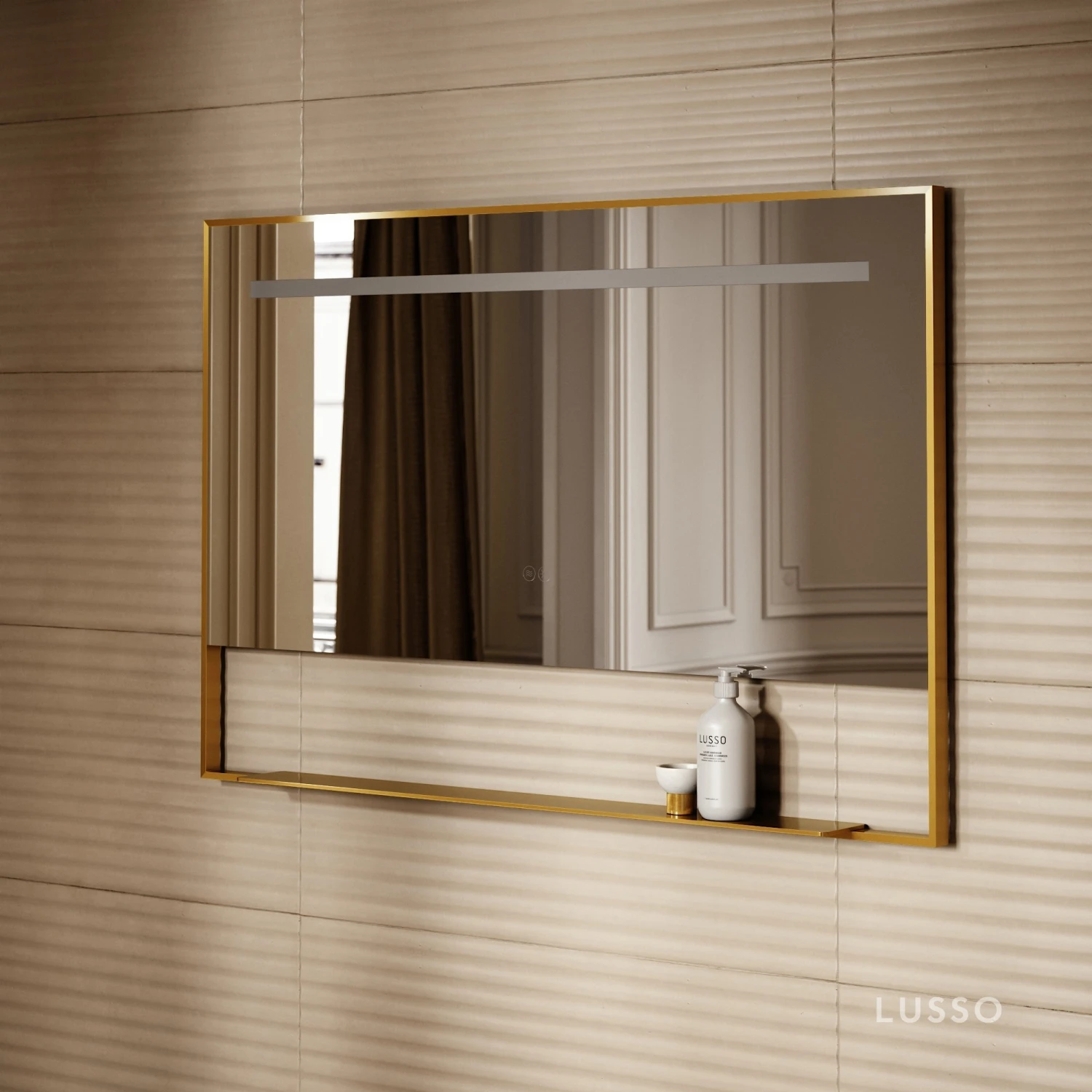 Levante Brushed Gold Mirror With Natural White LED Light And Demister 1200mm 2 Levante Brushed Gold Mirror With Natural White LED Light And Demister 1200mm - Image 2
