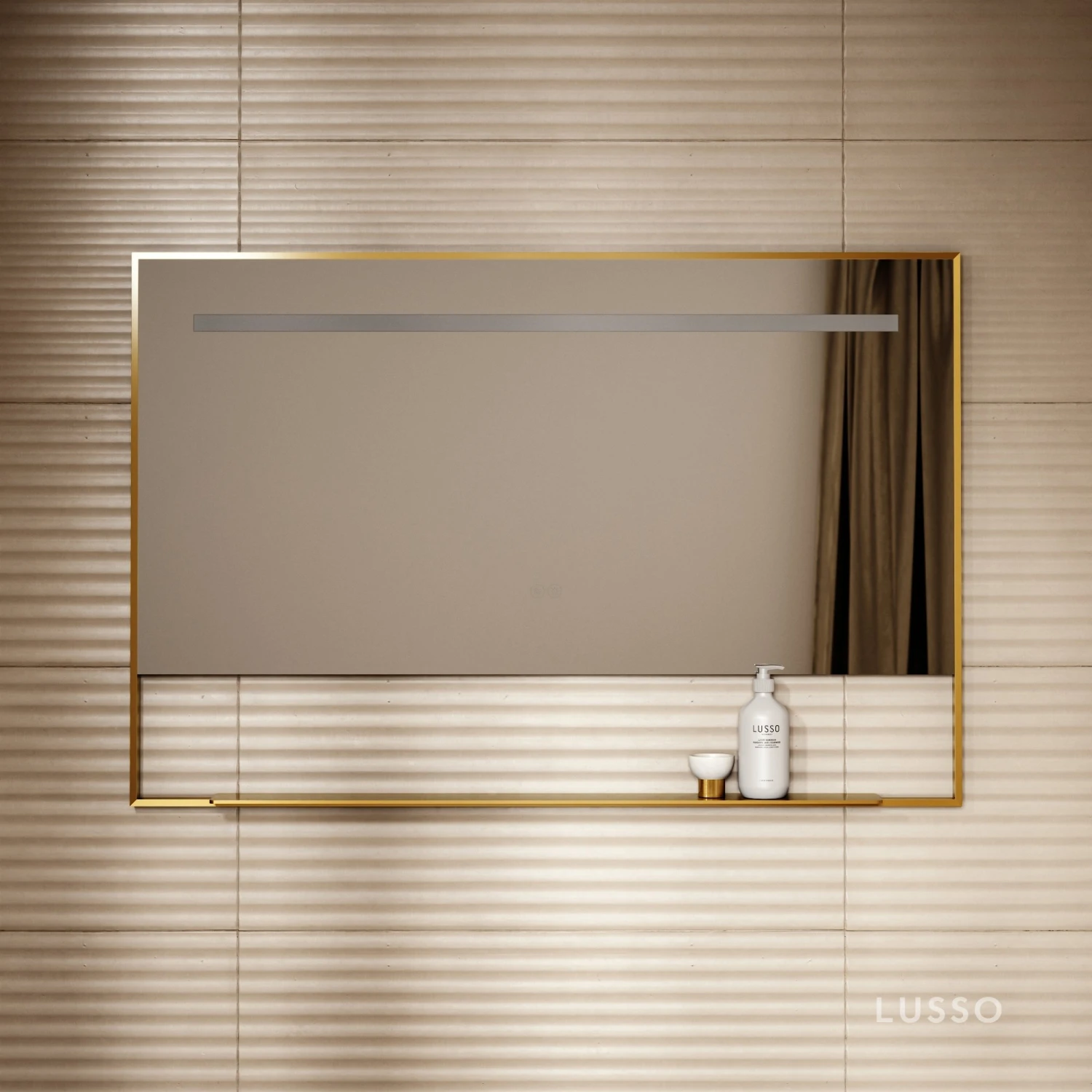 Levante Brushed Gold Mirror With Natural White LED Light And Demister 1200mm 4 Levante Brushed Gold Mirror With Natural White LED Light And Demister 1200mm - Image 4