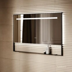 Levante Matte Black Mirror With Natural White LED Light And Demister 1200mm