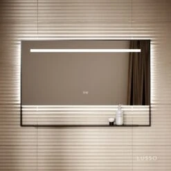 Levante Matte Black Mirror With Natural White LED Light And Demister 1200mm -Home Bathroom Shop levante matte black mirror with natural white led light and demister 1200mm p6480 40626 zoom