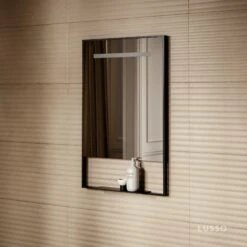 Levante Matte Black Mirror With Natural White LED Light And Demister 600mm -Home Bathroom Shop levante matte black mirror with natural white led light and demister 600mm p6476 40667 zoom