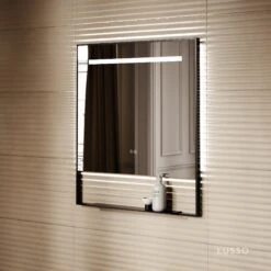 Levante Matte Black Mirror With Natural White LED Light And Demister 800mm