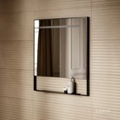 Levante Matte Black Mirror With Natural White LED Light And Demister 800mm -Home Bathroom Shop levante matte black mirror with natural white led light and demister 800mm p6478 40619 zoom