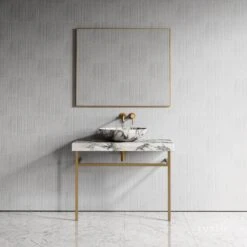 Lomazzo Gold Countertop Vanity Unit Arabescato Marble 1000mm