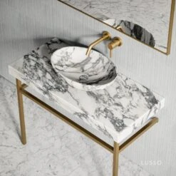 Lomazzo Gold Countertop Vanity Unit Arabescato Marble 1000mm -Home Bathroom Shop lomazzo gold countertop vanity unit arabescato marble 1000mm p5642 34720 zoom