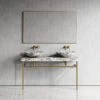 Lomazzo Gold Countertop Vanity Unit Arabescato Marble 1400mm
