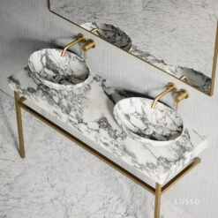 Lomazzo Gold Countertop Vanity Unit Arabescato Marble 1400mm -Home Bathroom Shop lomazzo gold countertop vanity unit arabescato marble 1400mm p5650 34726 zoom