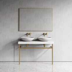 Lomazzo Gold Countertop Vanity Unit Carrara Marble 1200mm