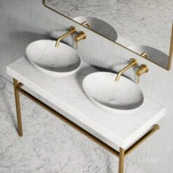 Lomazzo Gold Countertop Vanity Unit Carrara Marble 1200mm 6 Lomazzo Gold Countertop Vanity Unit Carrara Marble 1200mm -Home Bathroom Shop lomazzo gold countertop vanity unit carrara marble 1200mm p5645 34711 zoom