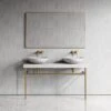 Lomazzo Gold Countertop Vanity Unit Carrara Marble 1400mm