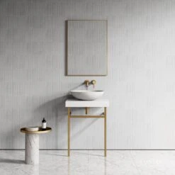 Lomazzo Gold Countertop Vanity Unit Carrara Marble 600mm