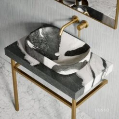 Lomazzo Gold Countertop Vanity Unit Panda Marble 800mm -Home Bathroom Shop lomazzo gold countertop vanity unit panda marble 800mm p5636 34687 zoom