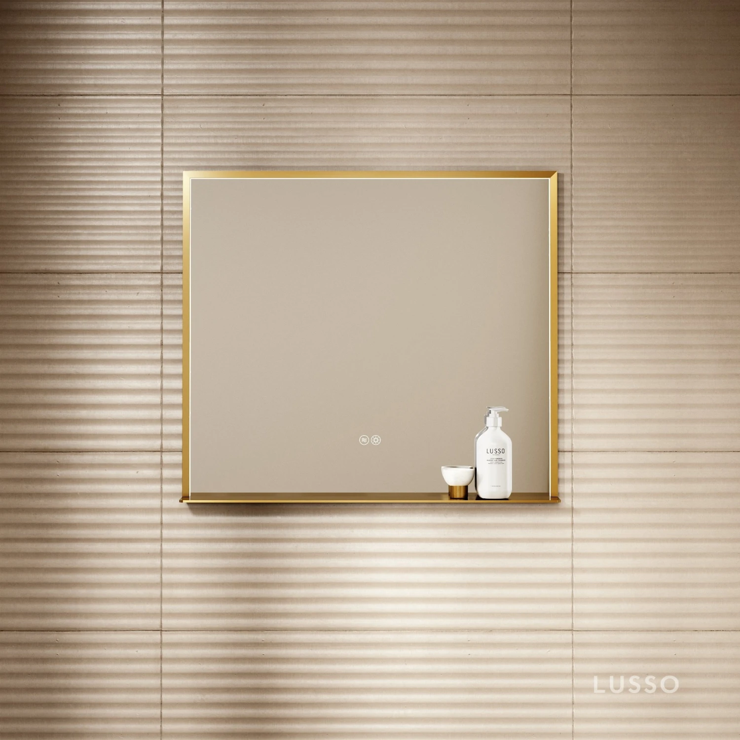 Lumiere Brushed Gold Mirror With Natural White LED Light And Demister 800mm 2 Lumiere Brushed Gold Mirror With Natural White LED Light And Demister 800mm - Image 2