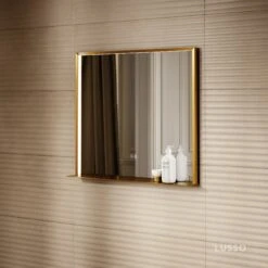 Lumiere Brushed Gold Mirror With Natural White LED Light And Demister 800mm