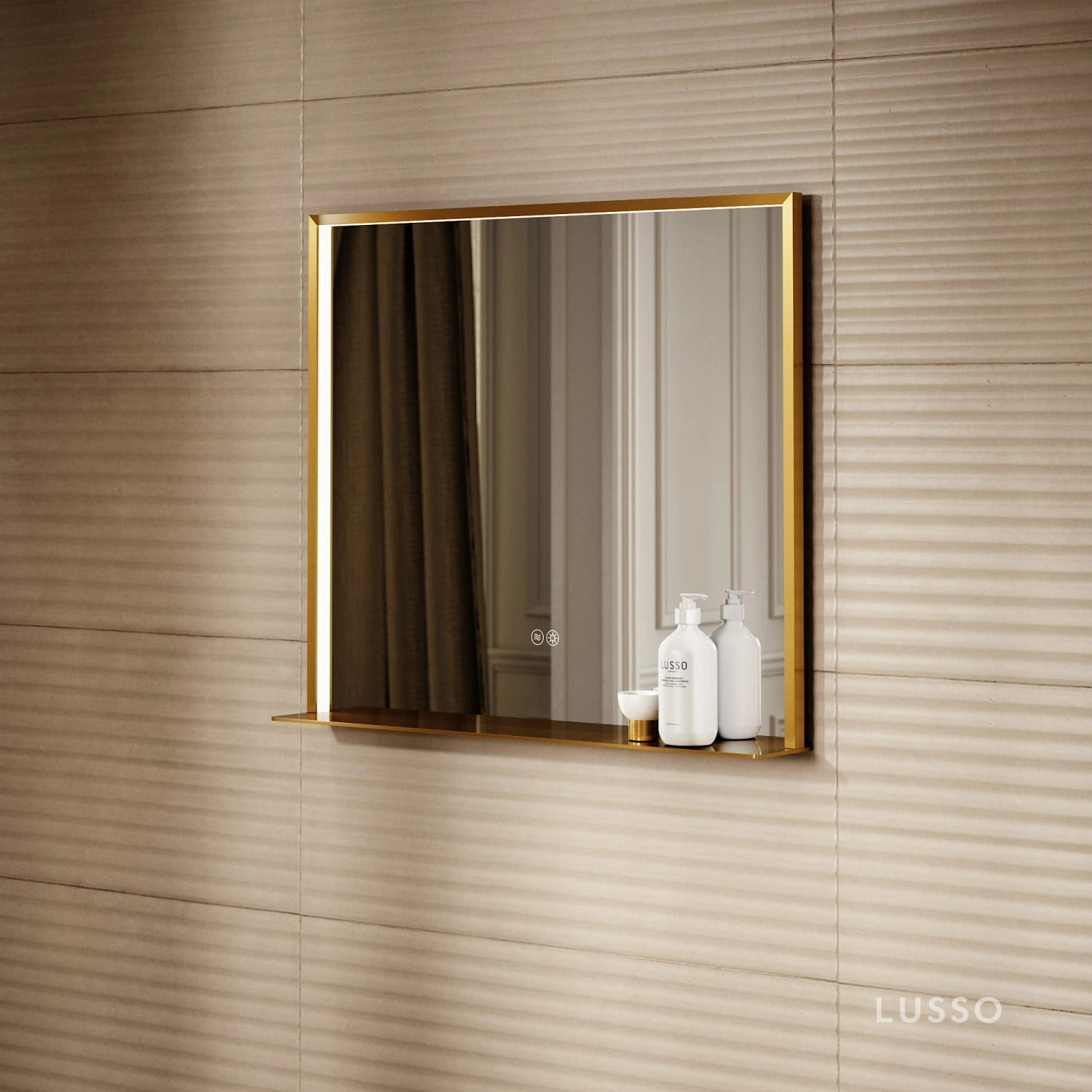 Lumiere Brushed Gold Mirror With Natural White LED Light And Demister 800mm 1 Lumiere Brushed Gold Mirror With Natural White LED Light And Demister 800mm