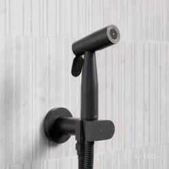 Lusso Matte Black Temperature Control Douche Shower Spray Kit