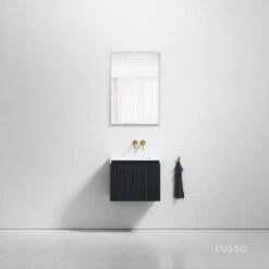 Luv Fluted Vanity Unit With Stone Basin (Matte Blue 600mm)