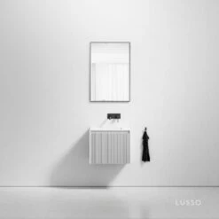 Luv Fluted Vanity Unit With Stone Basin (Matte White 600mm)