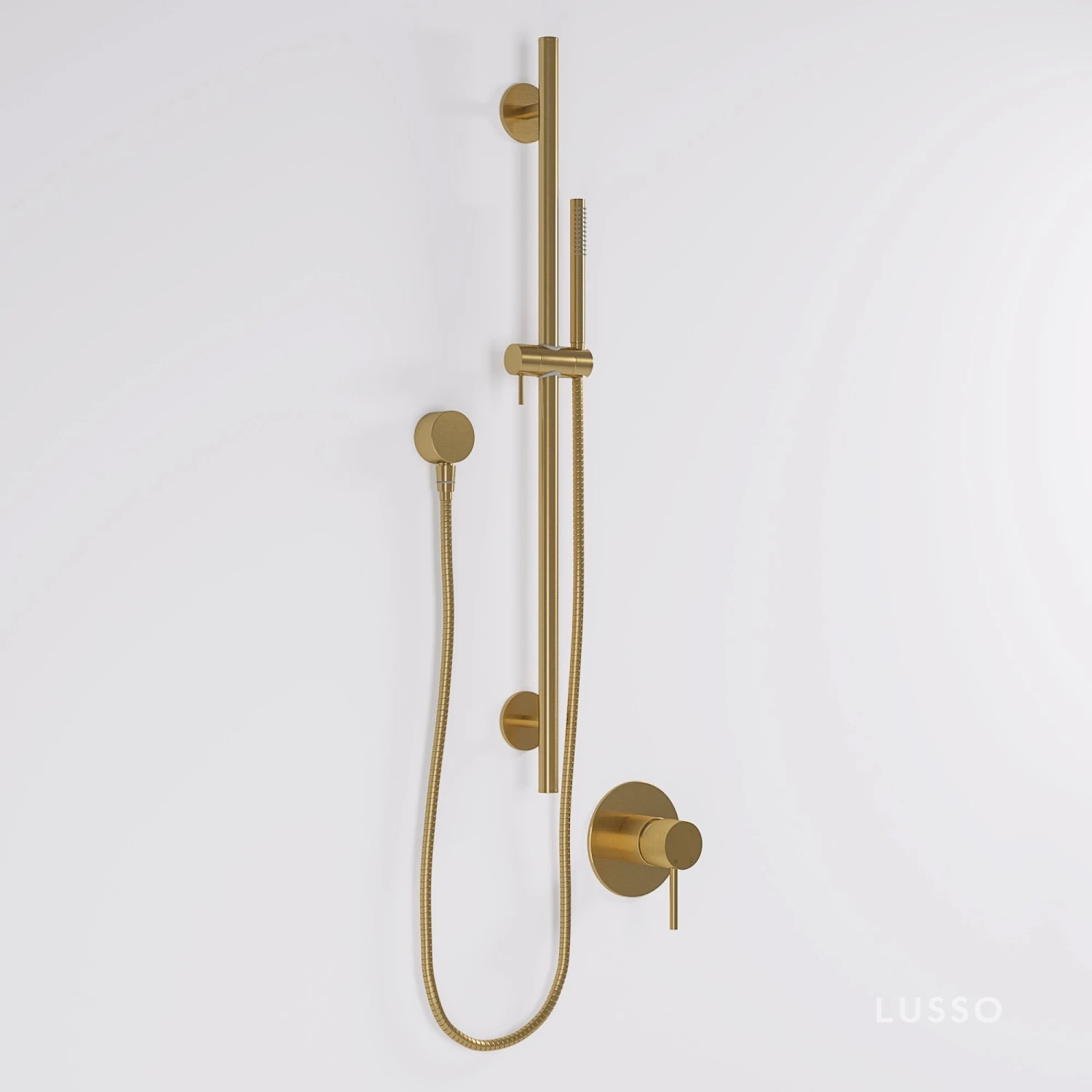 Luxe Brushed Gold Shower & Riser Kit 1 Luxe Brushed Gold Shower & Riser Kit