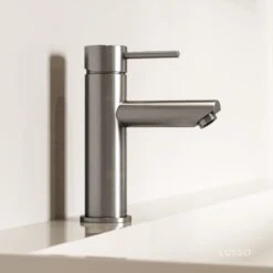Luxe Brushed Stainless Basin Monobloc Mixer Tap