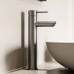 Luxe Brushed Stainless Basin Tall Monobloc Basin Mixer Tap