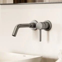 Luxe Brushed Stainless Wall Mounted Basin Mixer Tap V1