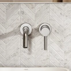 Luxe Brushed Stainless Wall Mounted Basin Mixer Tap V1 -Home Bathroom Shop luxe brushed stainless wall mounted basin mixer tap v1 p1093 45994 zoom