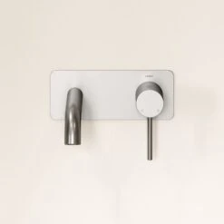 Luxe Brushed Stainless Wall Mounted Basin Mixer Tap V2 -Home Bathroom Shop luxe brushed stainless wall mounted basin mixer tap v2 p789 46006 zoom