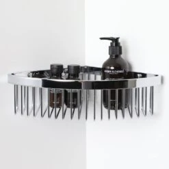 Luxe Chrome Corner Shower Storage Basket