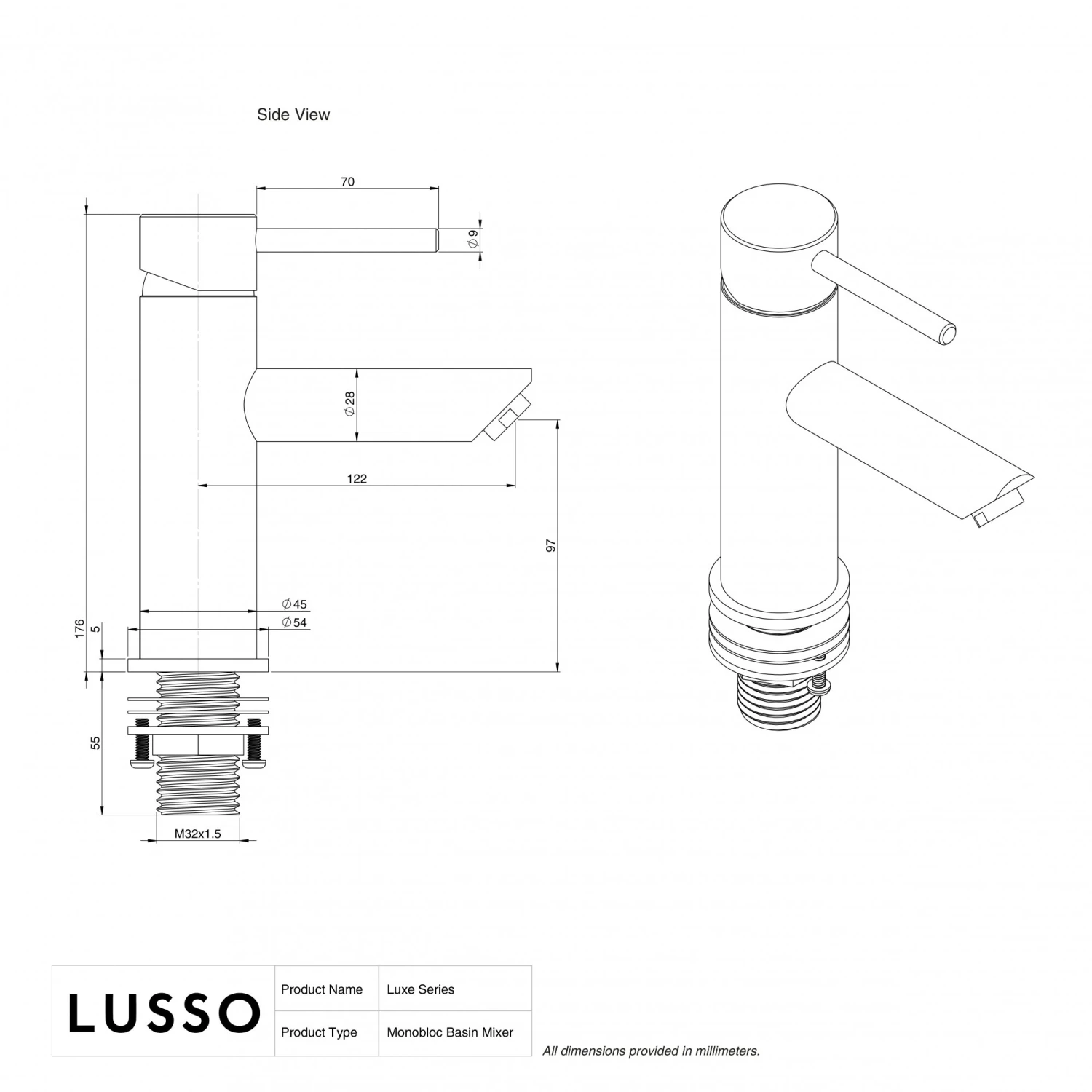 Luxe Chrome Monobloc Basin Mixer Tap 5 Luxe Chrome Monobloc Basin Mixer Tap - Image 5