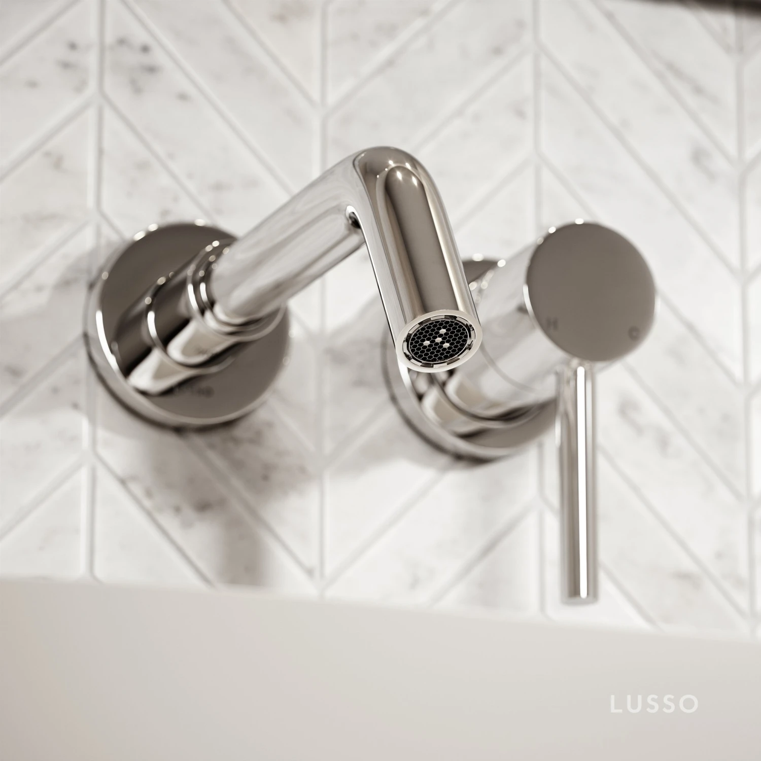 Luxe Chrome Wall Mounted Basin Mixer Tap V1 2 Luxe Chrome Wall Mounted Basin Mixer Tap V1 - Image 2