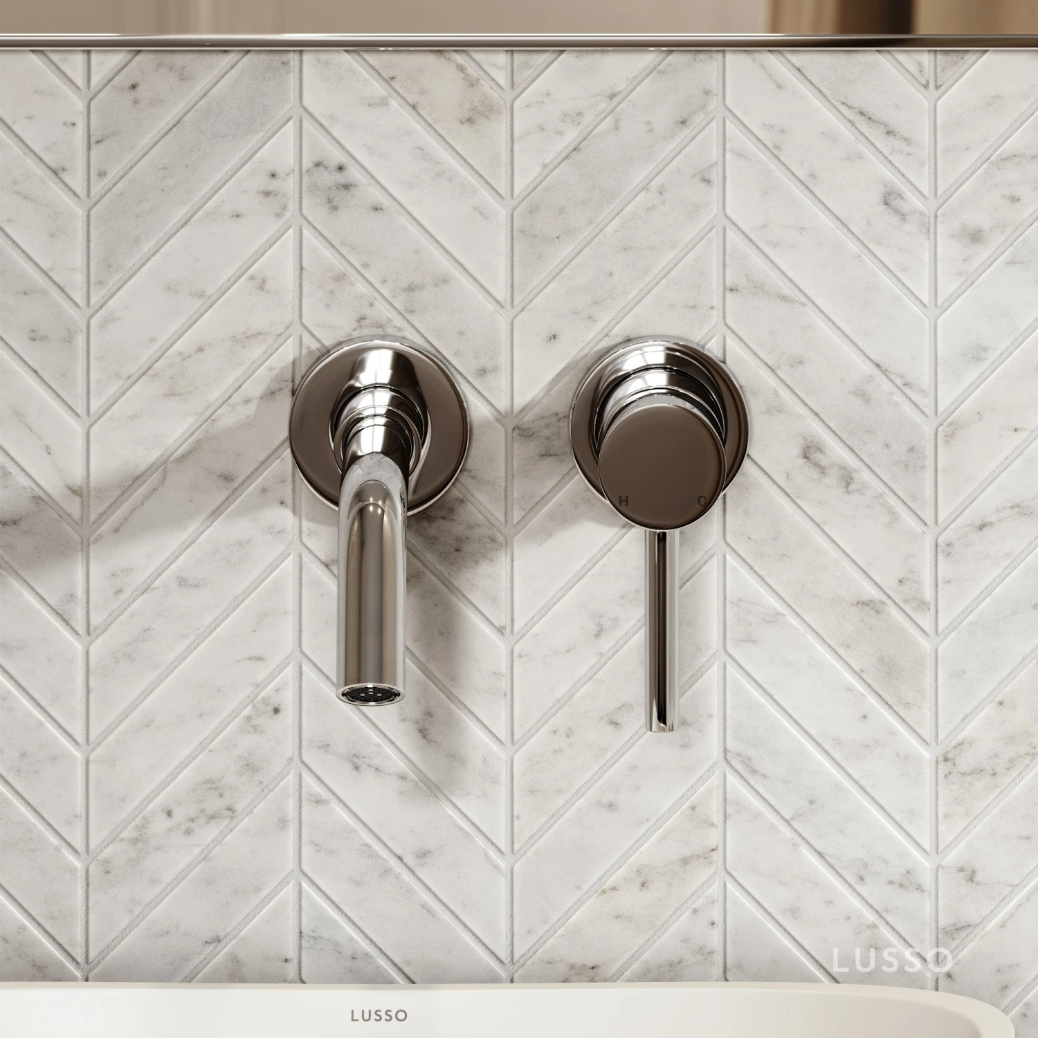 Luxe Chrome Wall Mounted Basin Mixer Tap V1 4 Luxe Chrome Wall Mounted Basin Mixer Tap V1 - Image 4